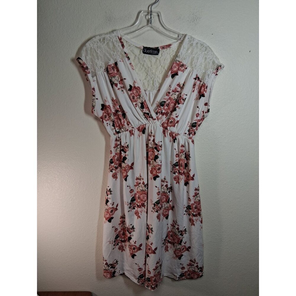VTG Due Time Maternity Dress Floral Boho Cottage Lace Business Casual Sz Medium